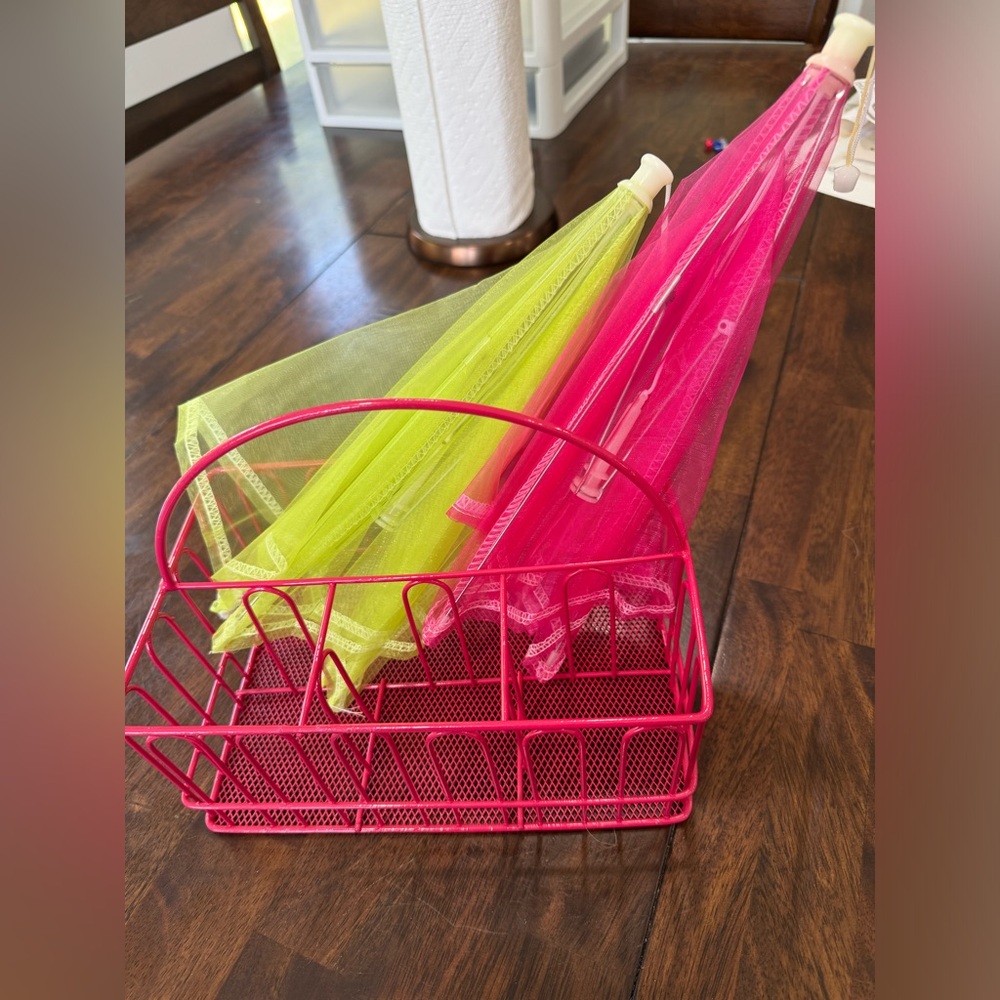 Wire napkin and silverware organizer with 2 food covers